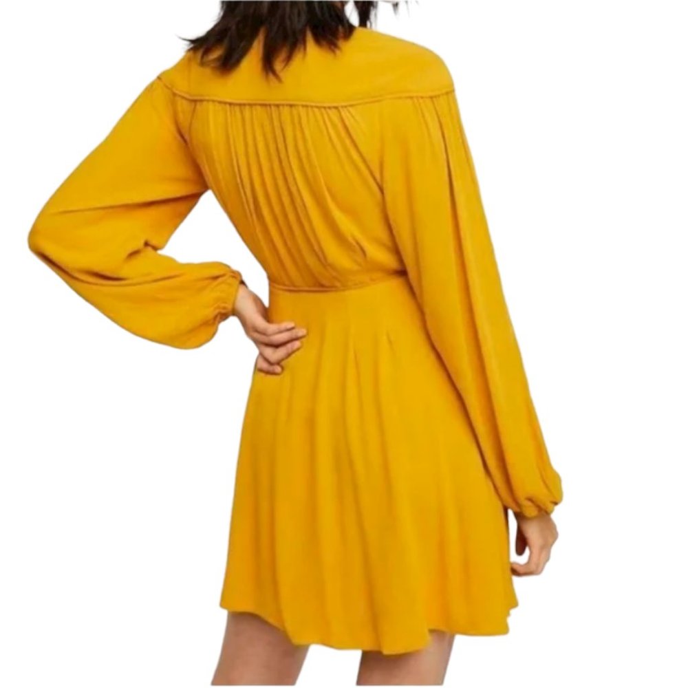 Free People Mustard Yellow Gold Double Life Mini Wrap Dress - Picture 3 of 14